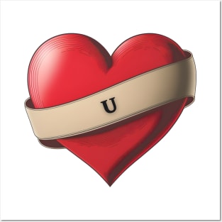 U - Lovely Red Heart With a Ribbon Posters and Art